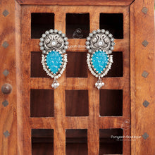 Carved Blue Earring