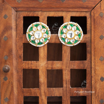 Round Pachi Kundan Studs