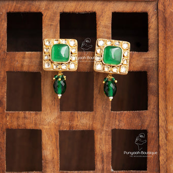 Square Pachi Kundan Earring