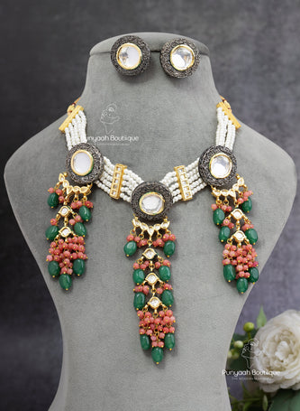 Triple Drop Kundan Necklace