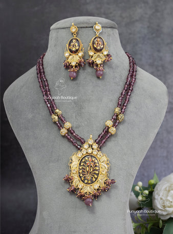 Purple Kundan Long Necklace