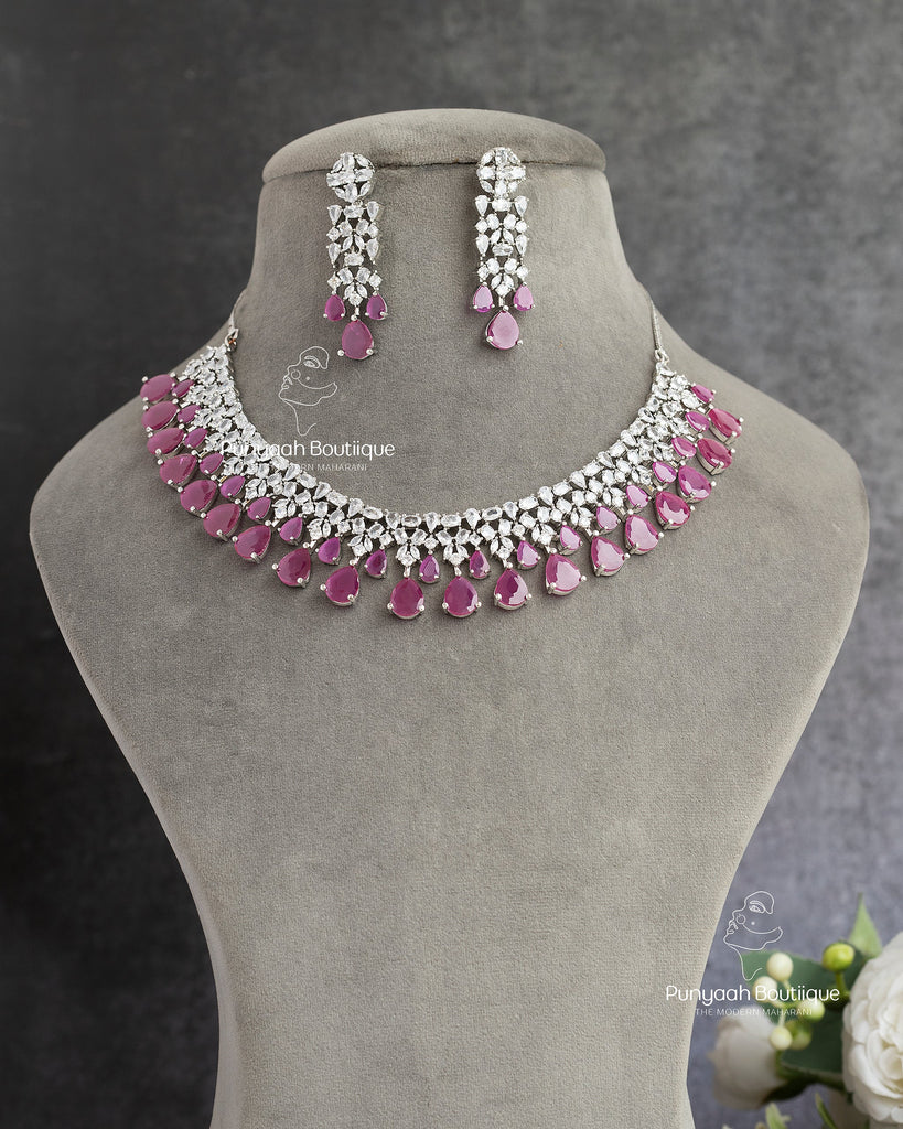 Elegant Pink CZ Necklace