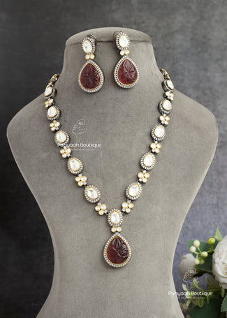 Carved Uncut Kundan Long Necklace