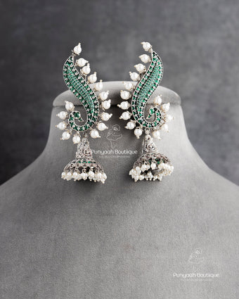 Silver Coated Peacock Earring