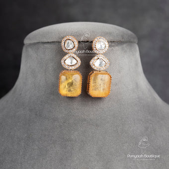 Uncut Kundan Square Earring