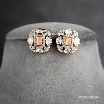 Shiny Kundan Square Studs