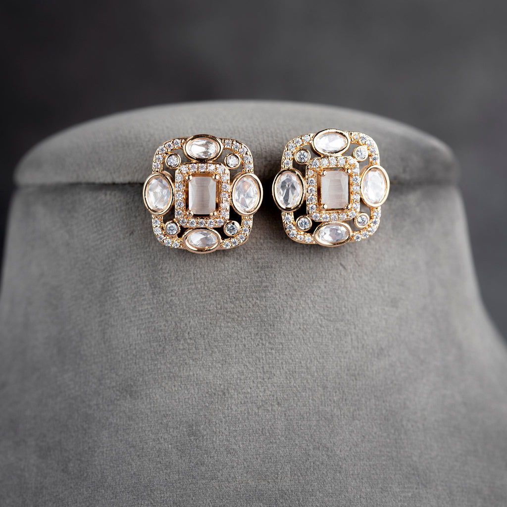 Shiny Kundan Square Studs