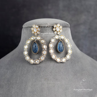 Carved Oval Kundan Earring